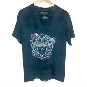 Bon Jovi Tie Dye Graphic Cut Out Band Tee Size Small